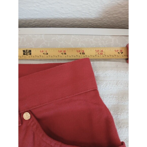 Escada Womens Denim Red Pants Size 44 /12 USA Straight Leg High Rise Luxury - Picture 13 of 16